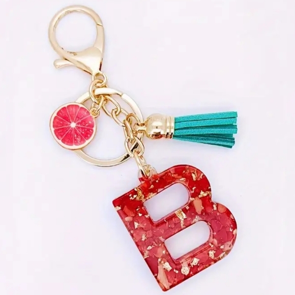 Handbags - NEW! Resin Letter "B" Initial Keychain Purse 🎒 🚗  Charm w/ Fruit & Tassel